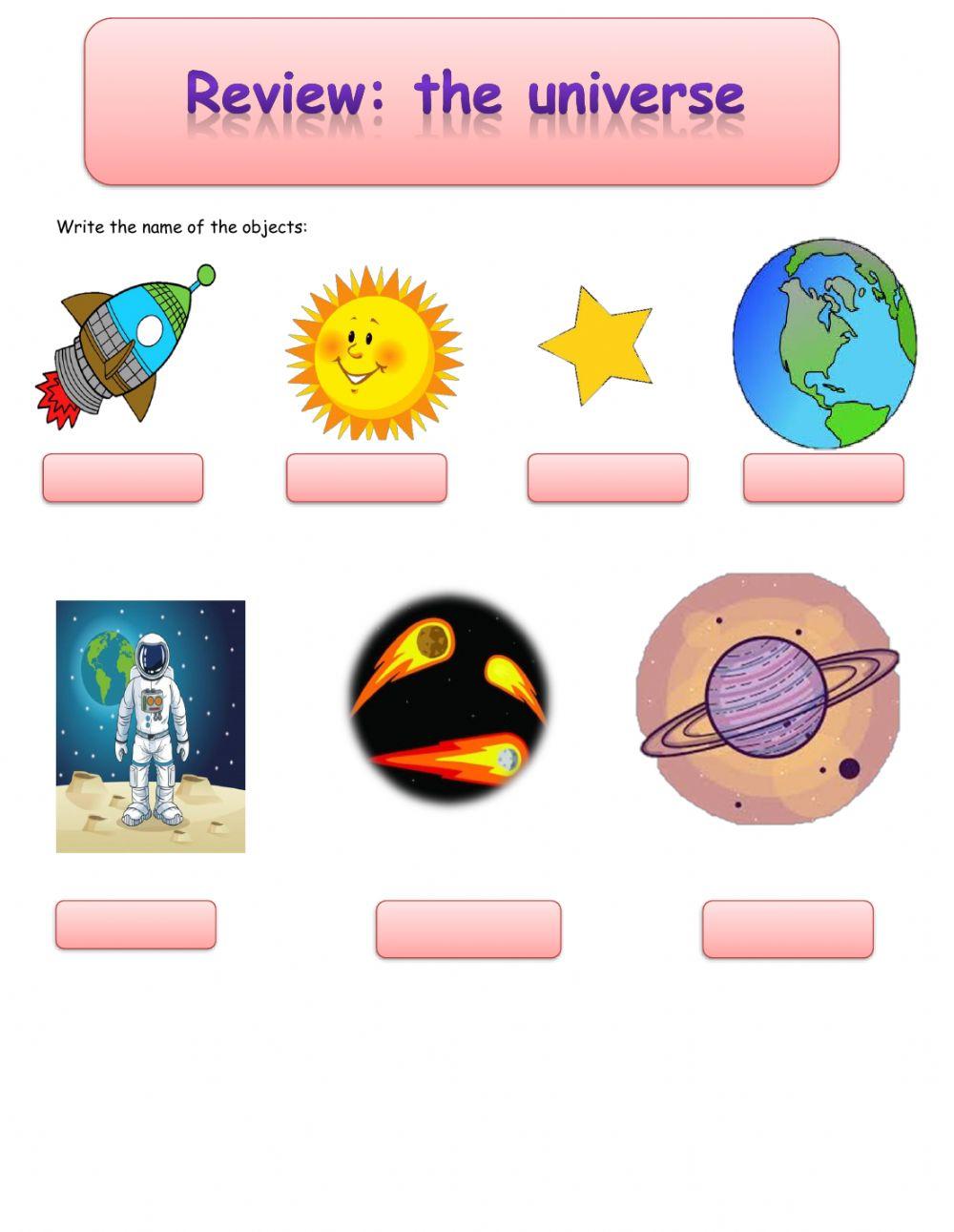 Components Of The Universe Worksheet