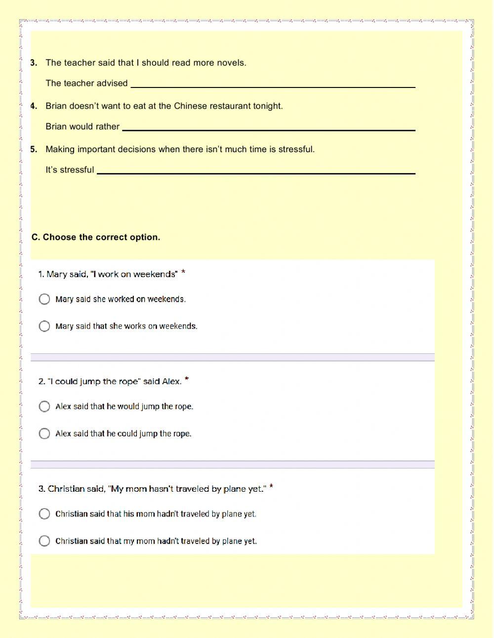 Grammar Quiz 5 Version 1