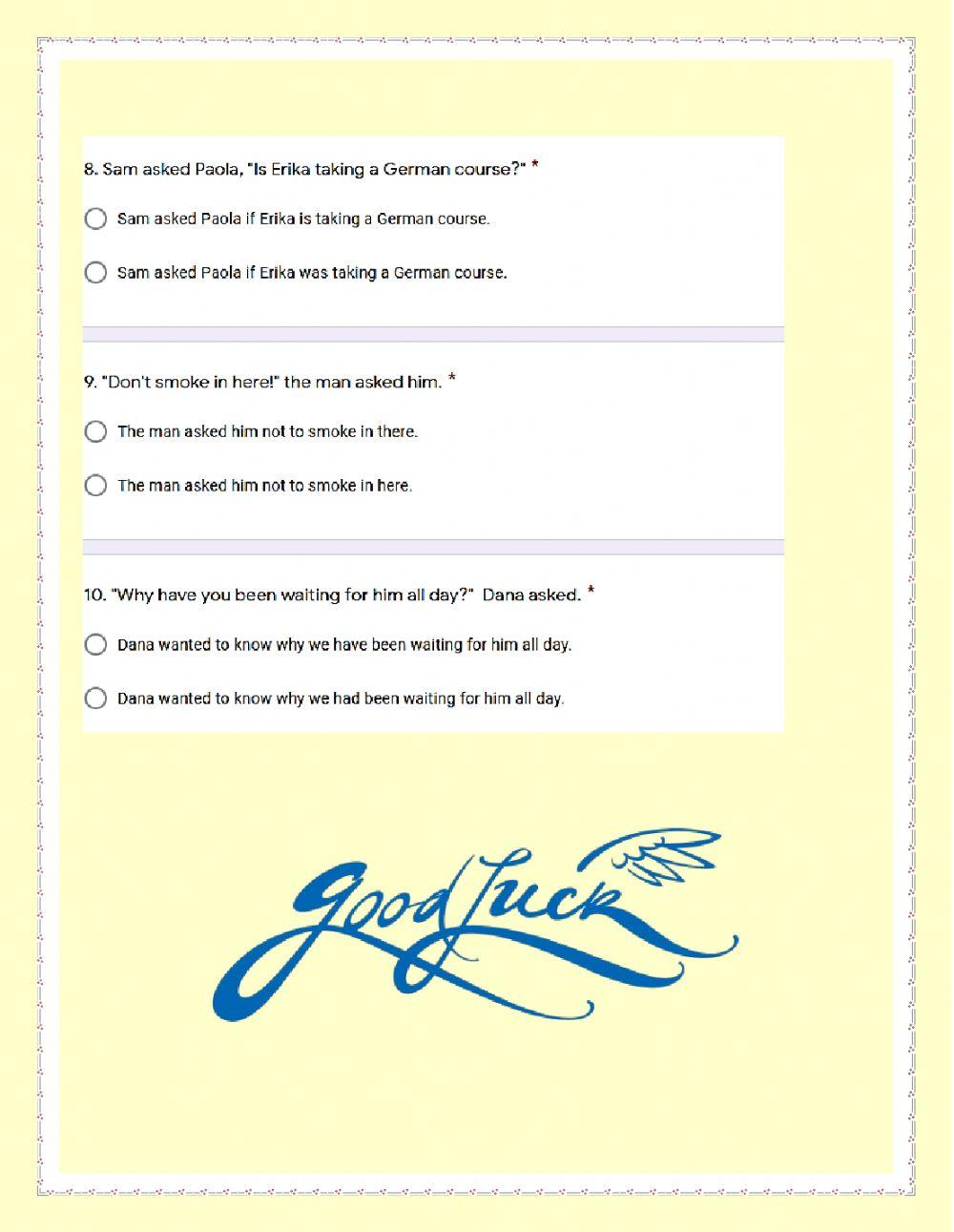Grammar Quiz 5 Version 1