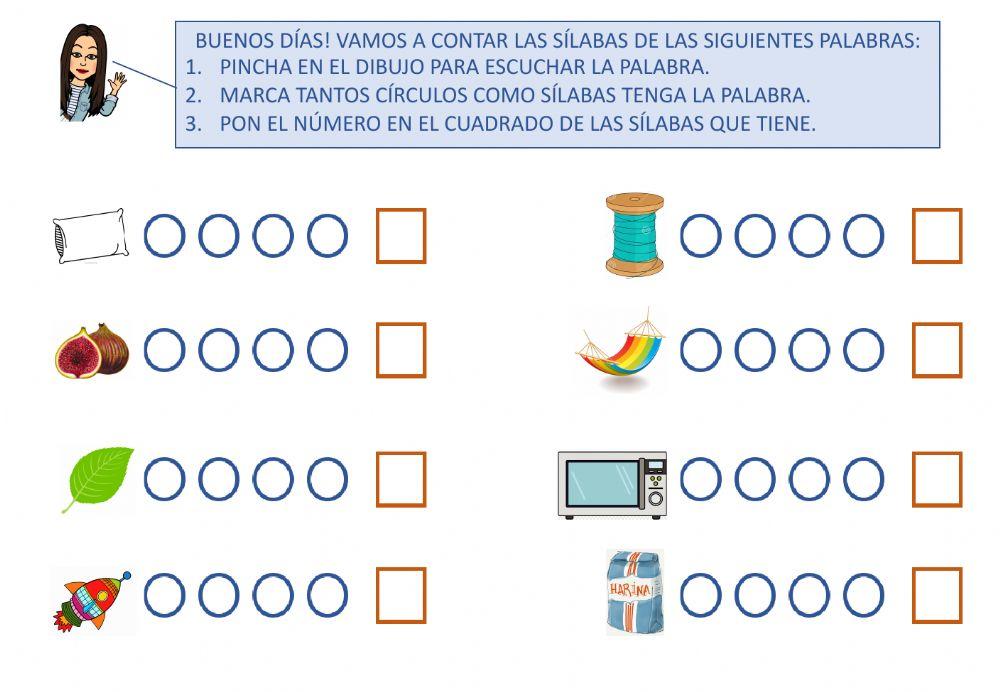 Contar  y ordenar sílabas -h-