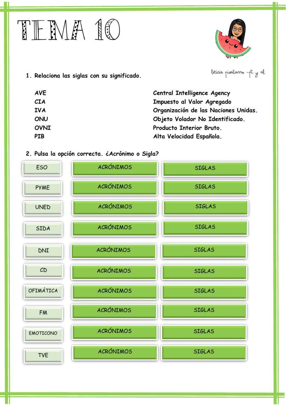 Siglas y acrónimos