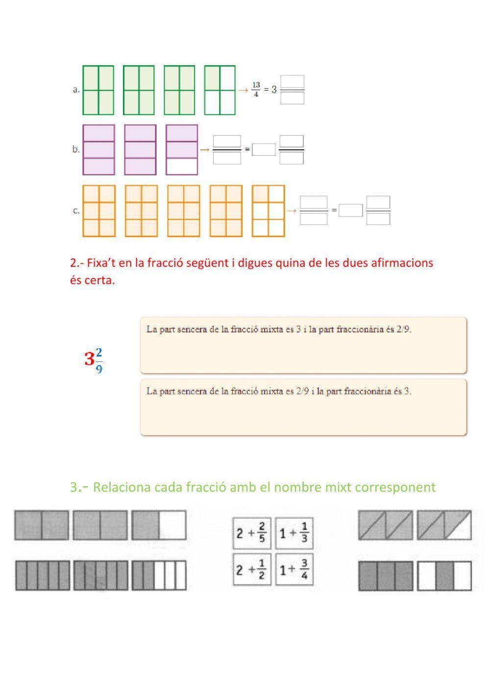 Fraccions i nombres mixtos