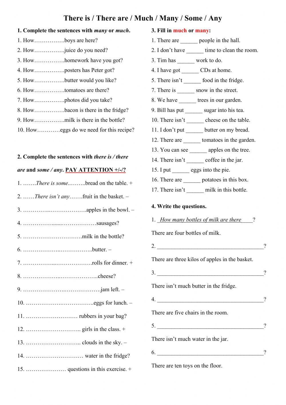 How much How many There is There are some any