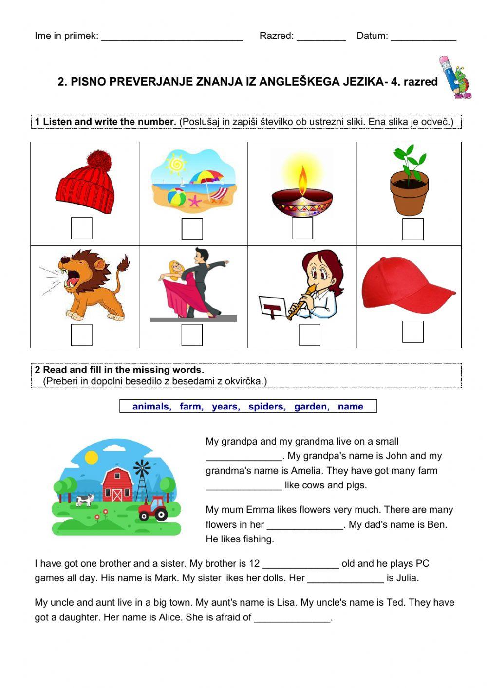 Preverjanje znanja - 4. razred