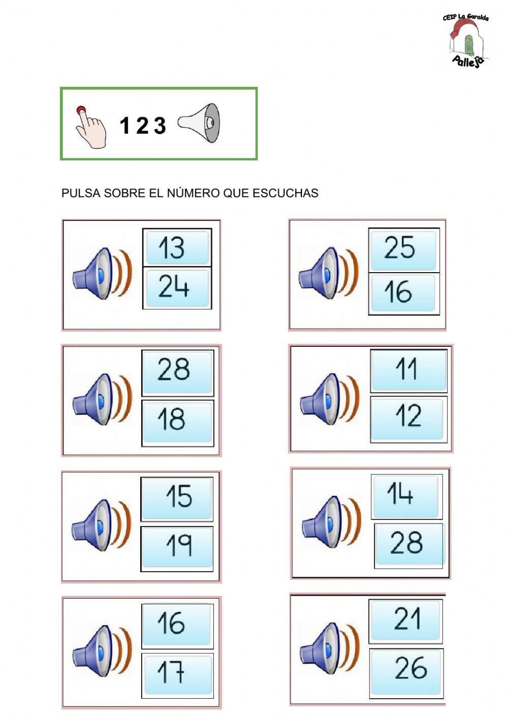 Pulsa sobre el número que escuchas
