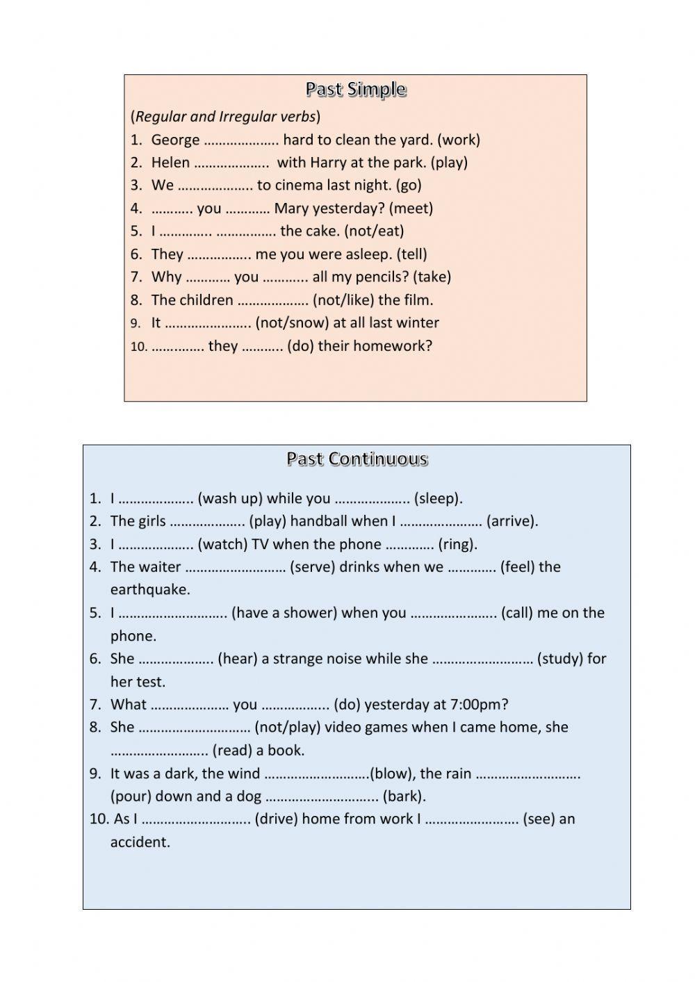 Past Simple And Past Continuous Past Simple And Past Continuous