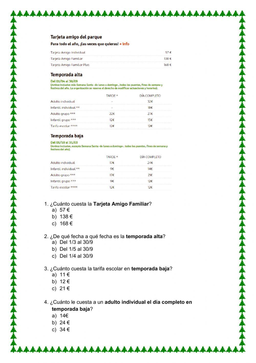Interpretación de información recogida en tablas.
