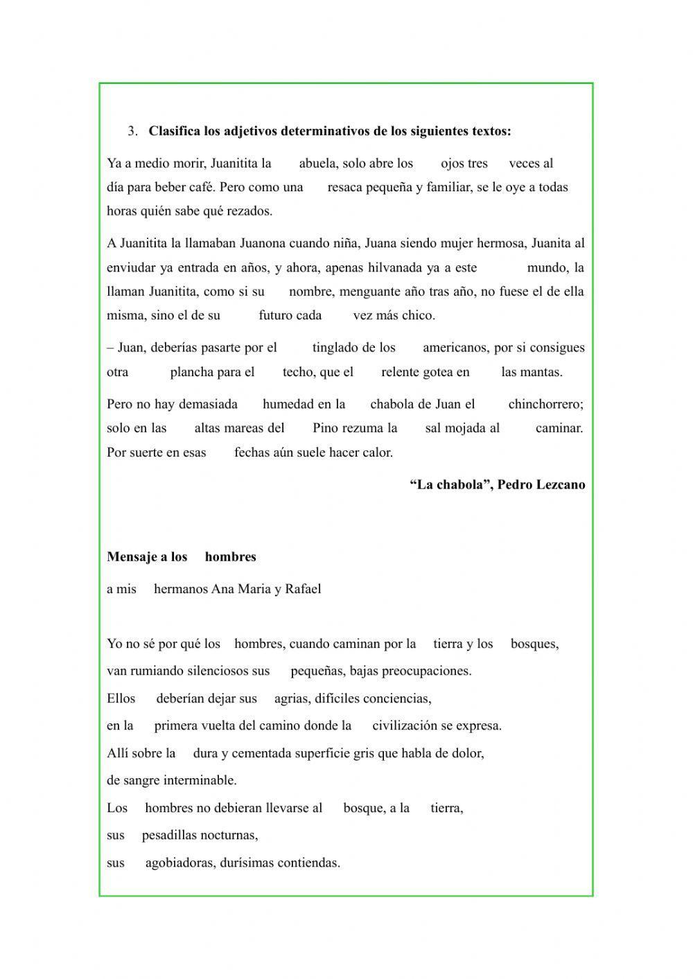 El adjetivo determinativo