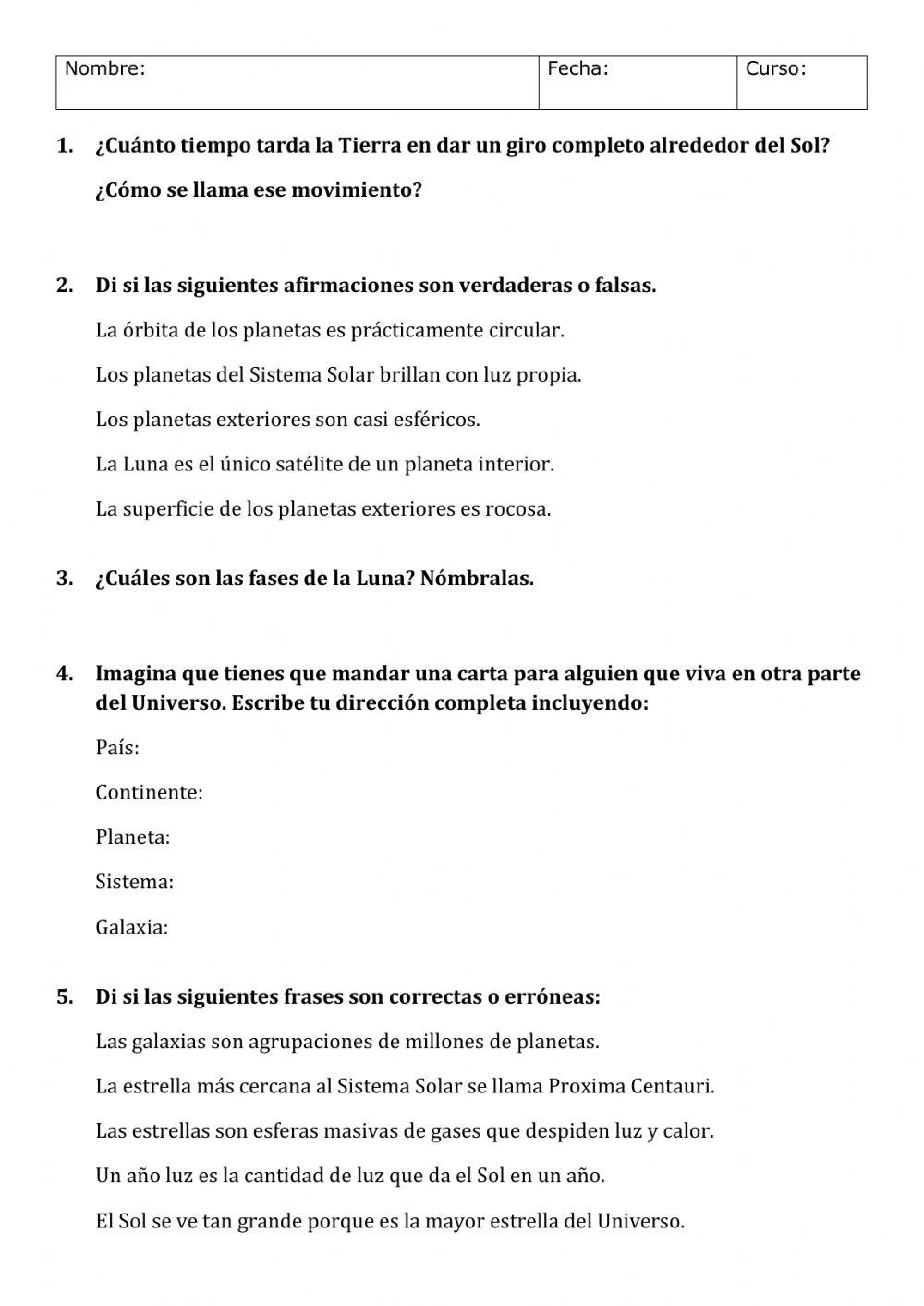 Del universo a la Tierra