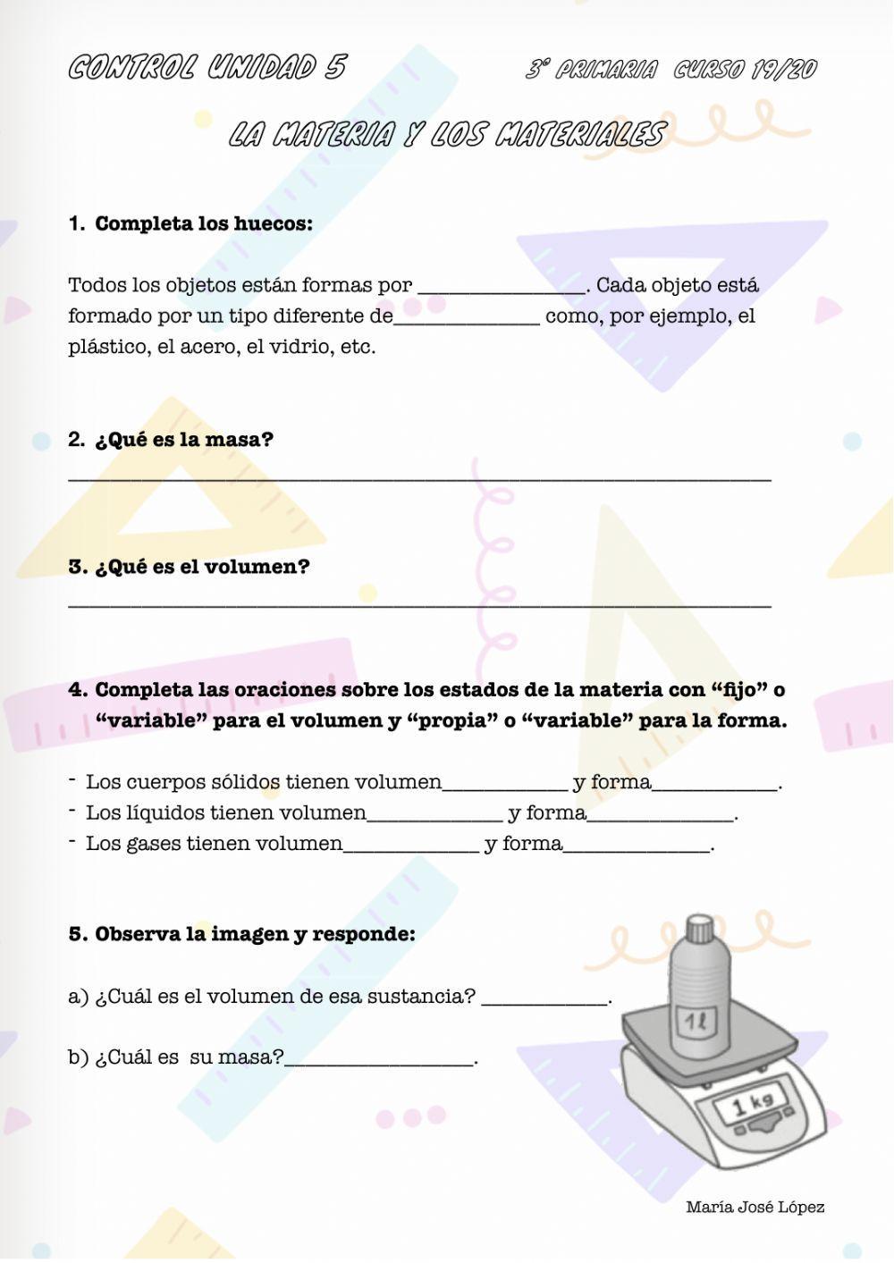 Control La materia y los materiales