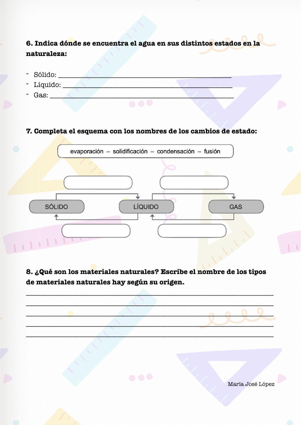 Control La materia y los materiales