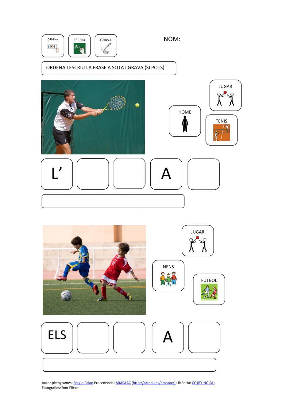 Construir frases dels esports