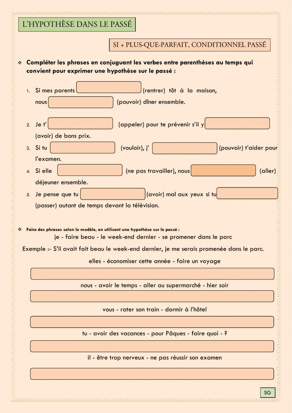 Hypothèse dans le passé