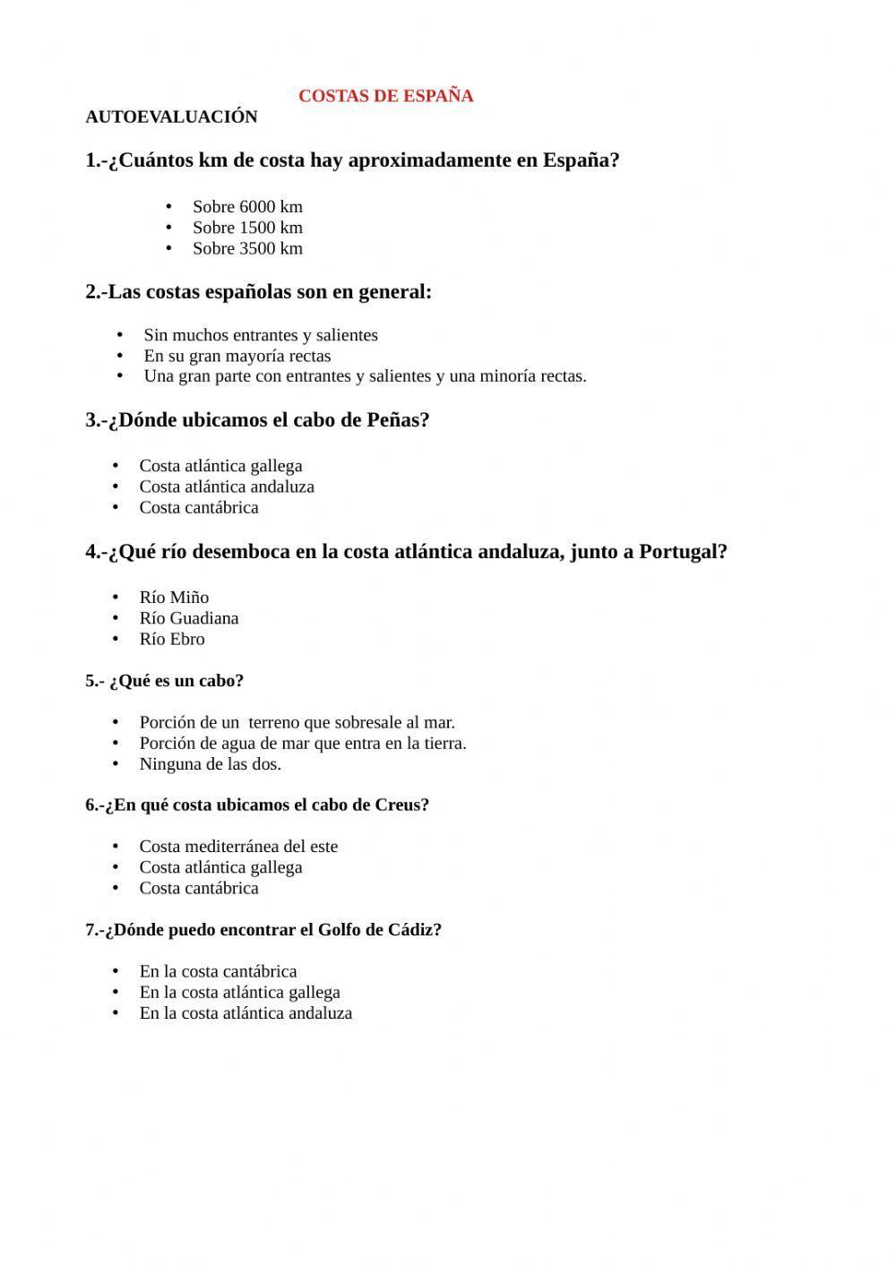 Las costas de España