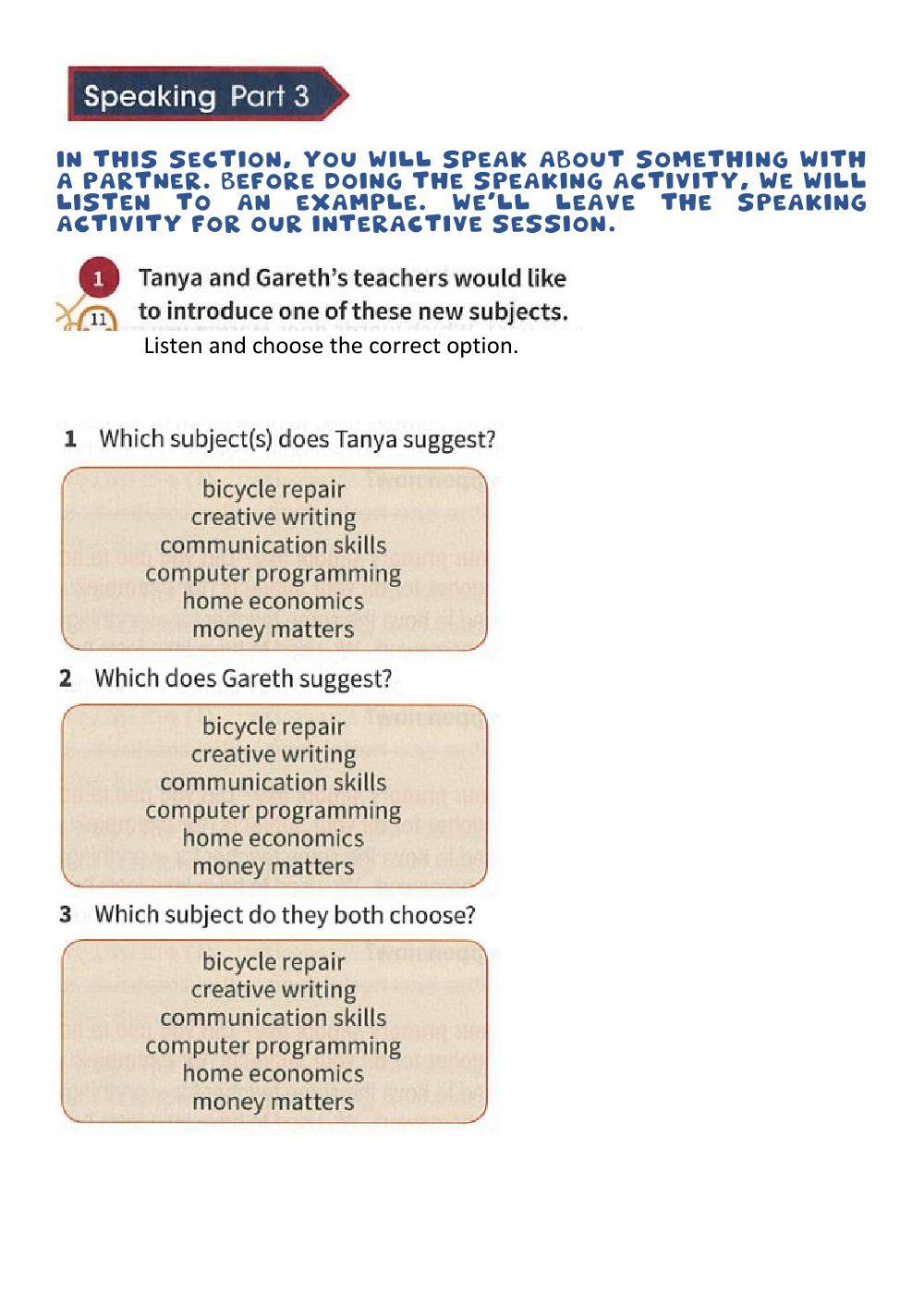 Vocabulary and Listening