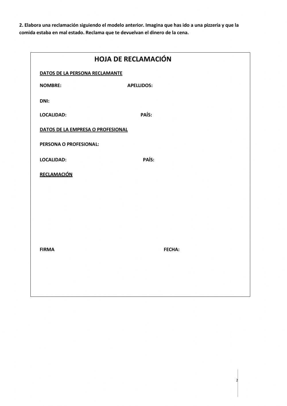 Poner una reclamación