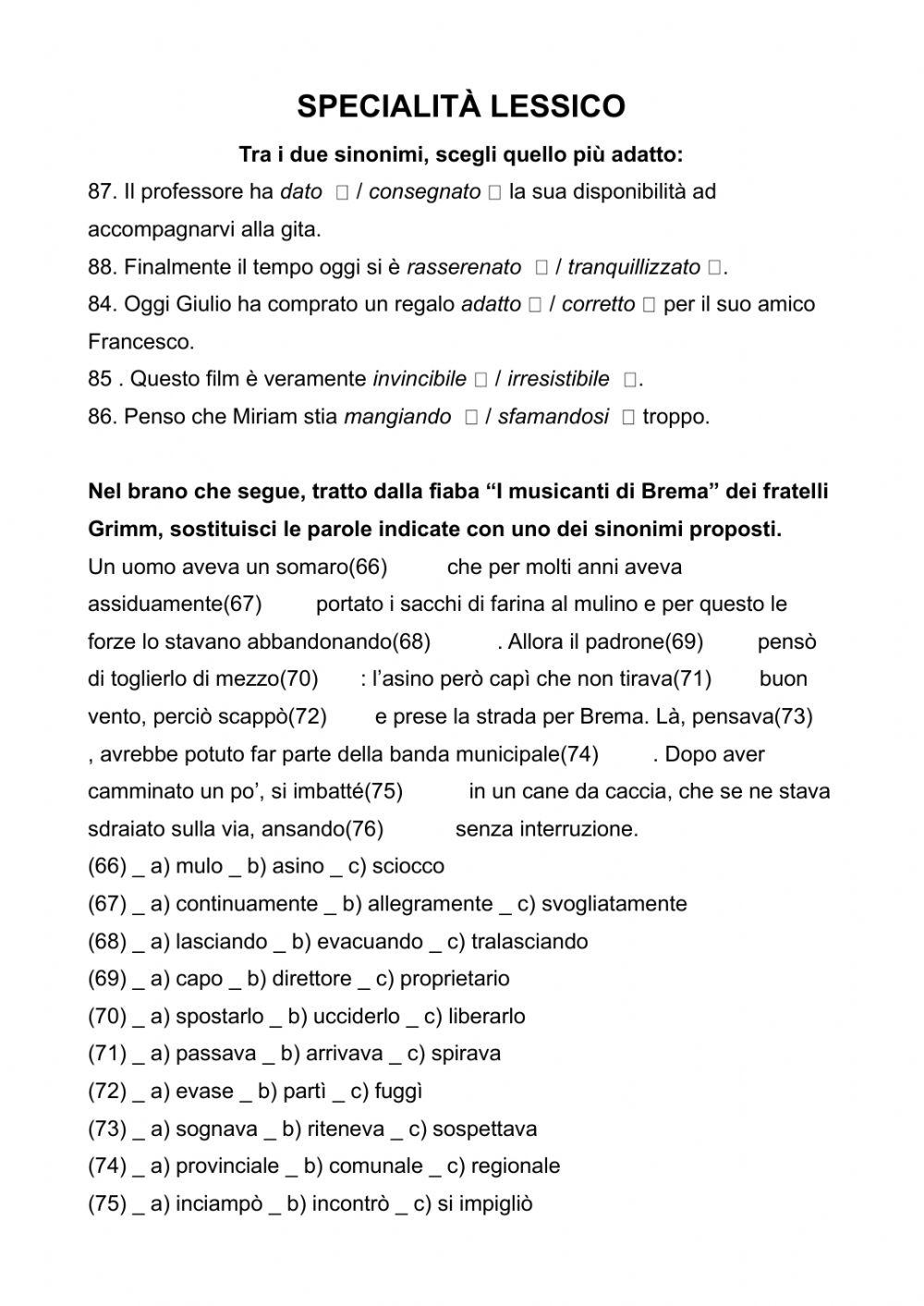 Olimpiadi italiano:lessico