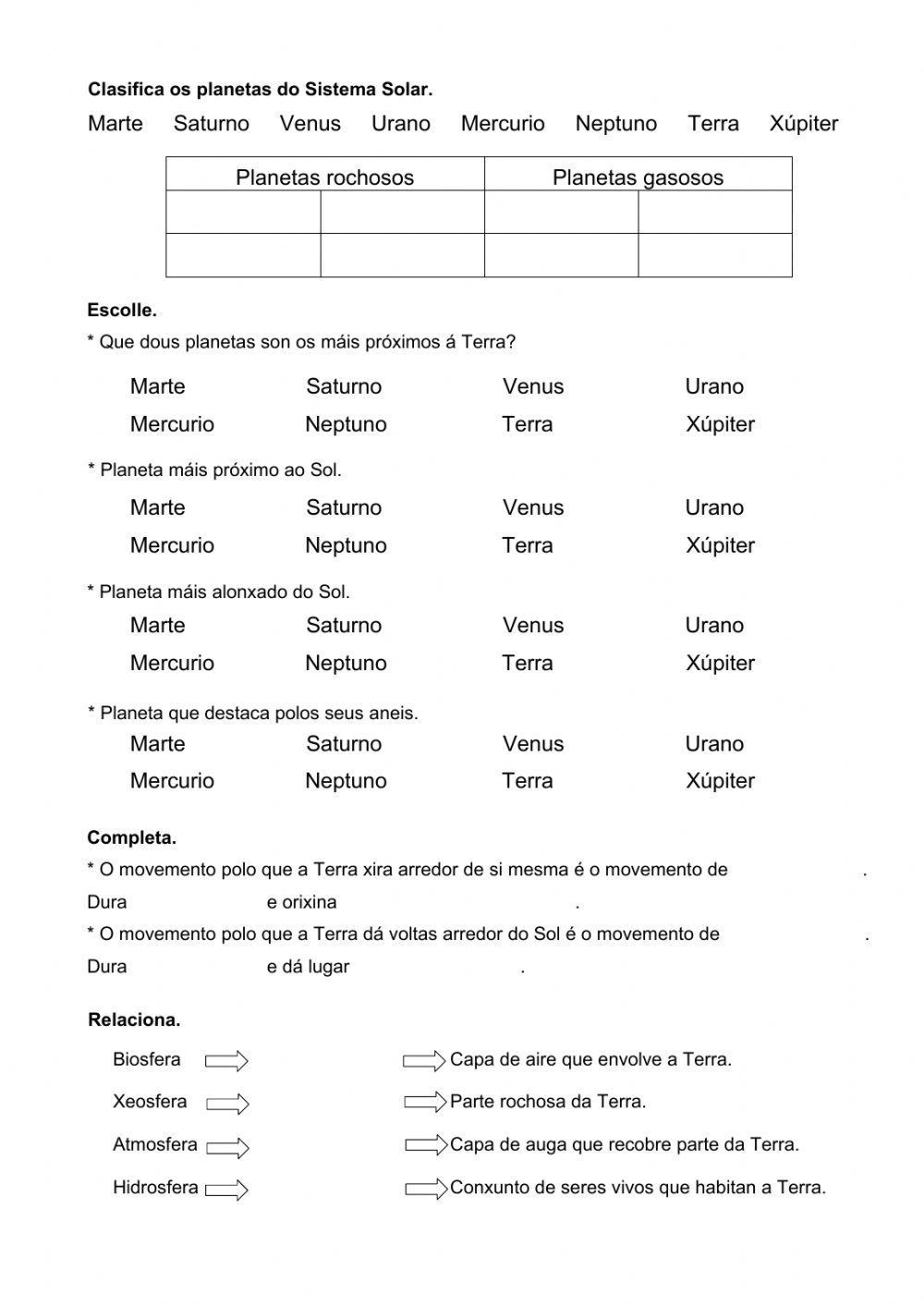 O universo e a Terra