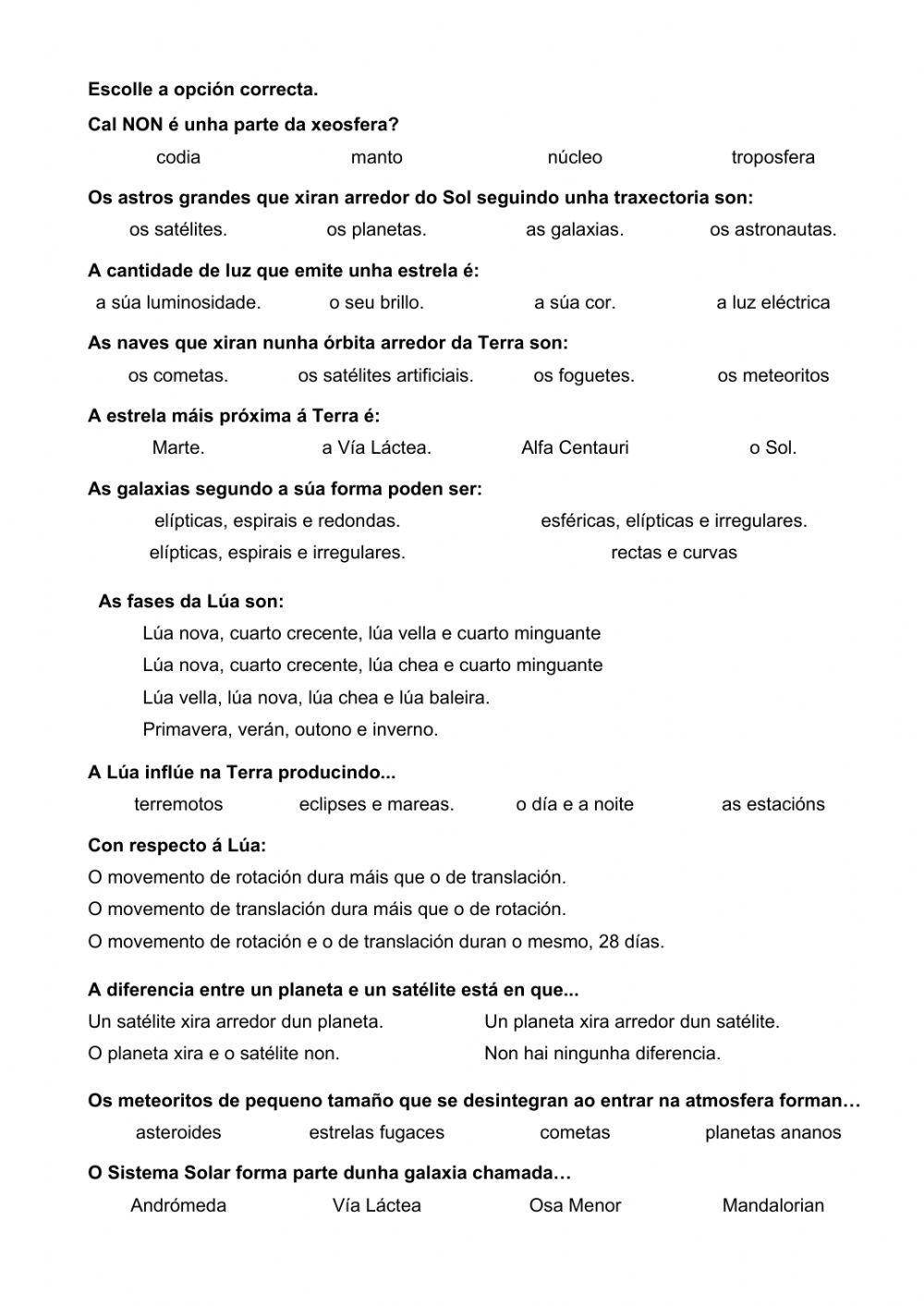 O universo e a Terra