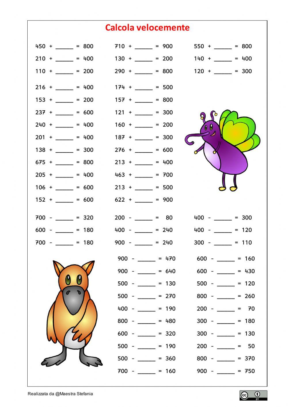 Calcolo mentale entro il 1000