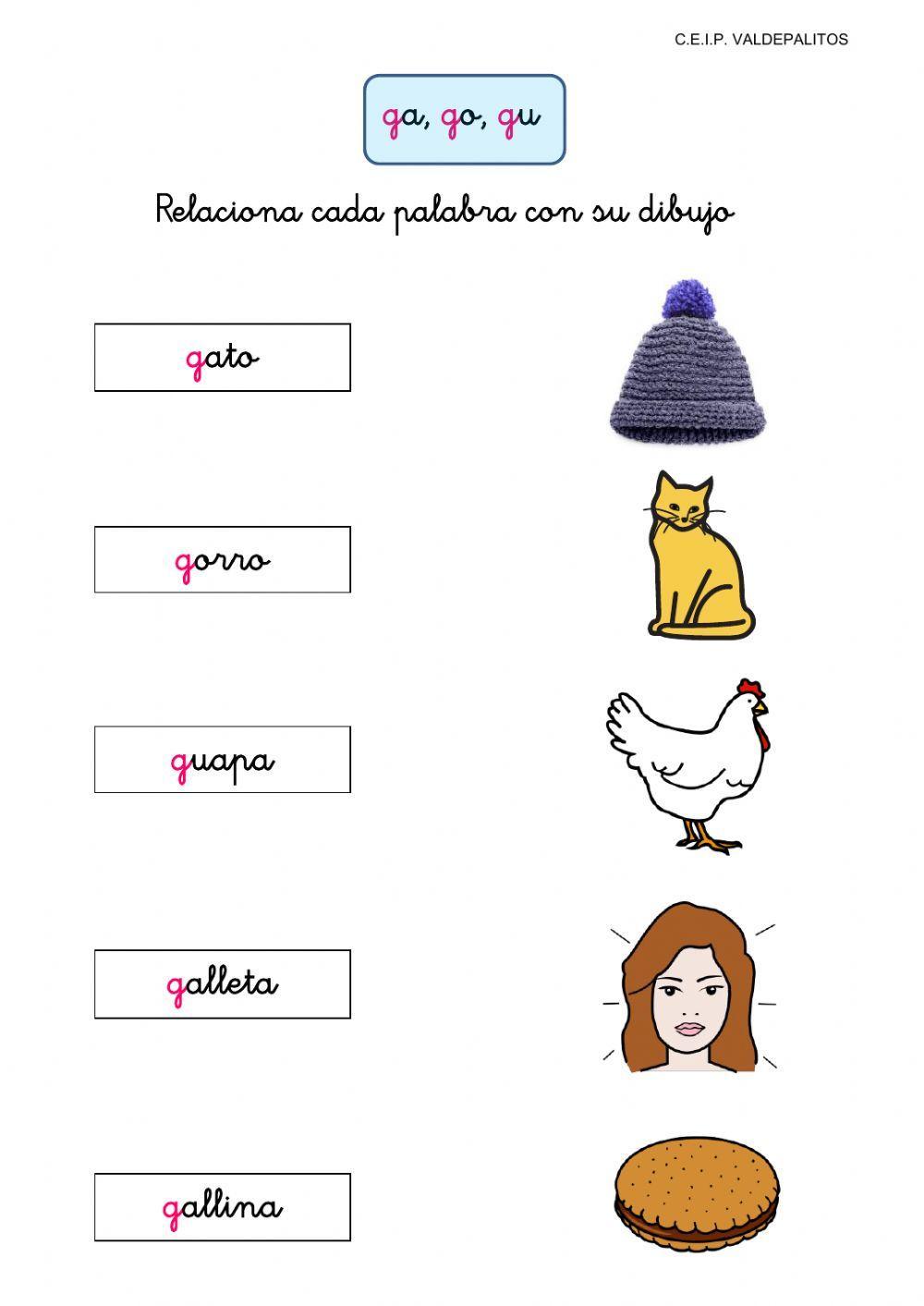 Palabras con ga, go, gu