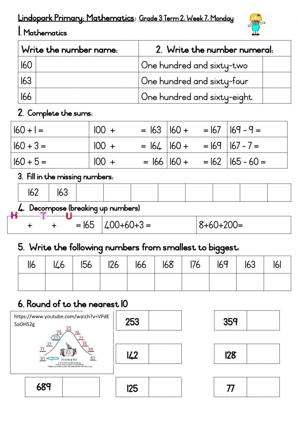 Grade 3 Term 2 Week 7 Mathamatics: Monday