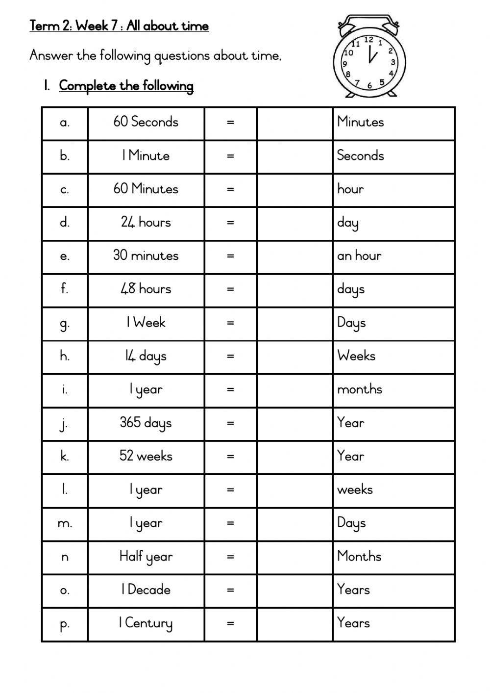 Grade 3 Term 2 Week 7 Mathamtics-Time: Tuesday
