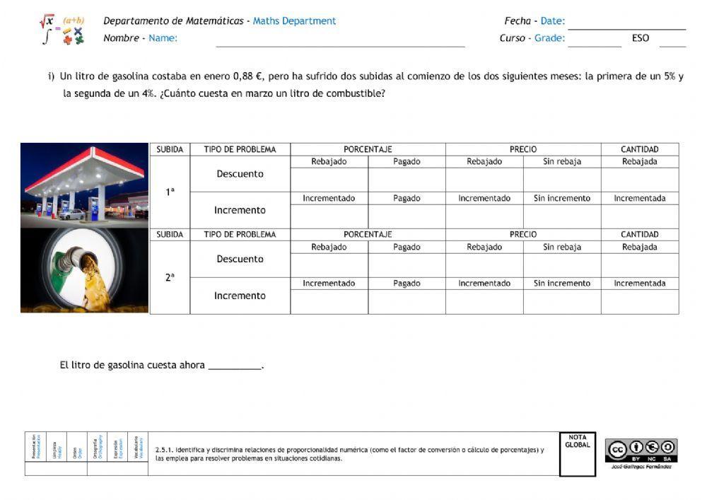 Proporcionalidad. Porcentajes. Descuentos e incrementos