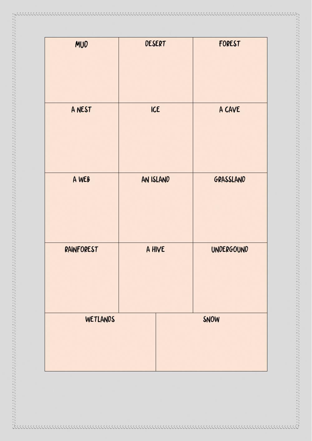 Animals habitats: drag and drop