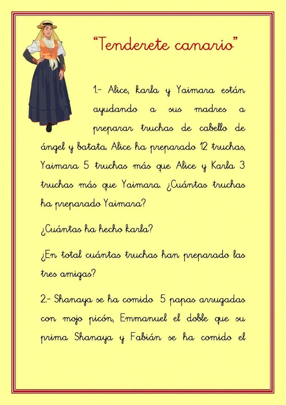 -Tenderete canario- Resolución de problemas