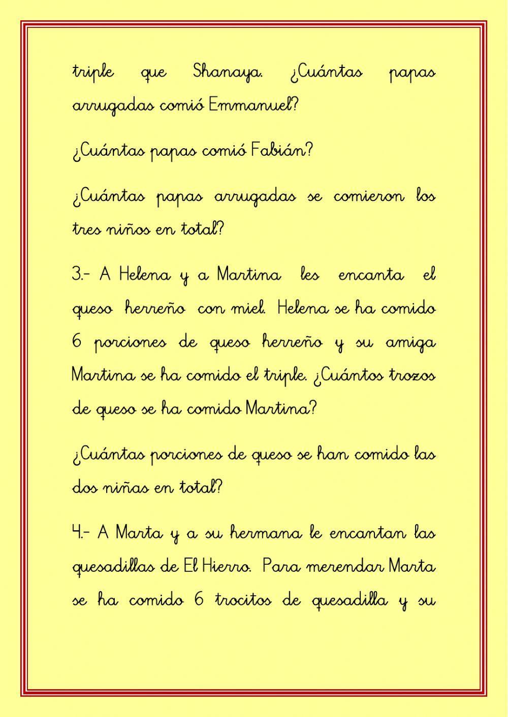 -Tenderete canario- Resolución de problemas