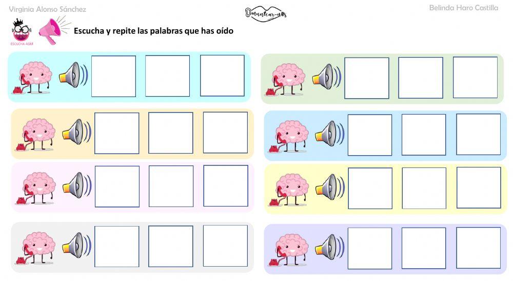 Memoria auditiva de 3 palabras