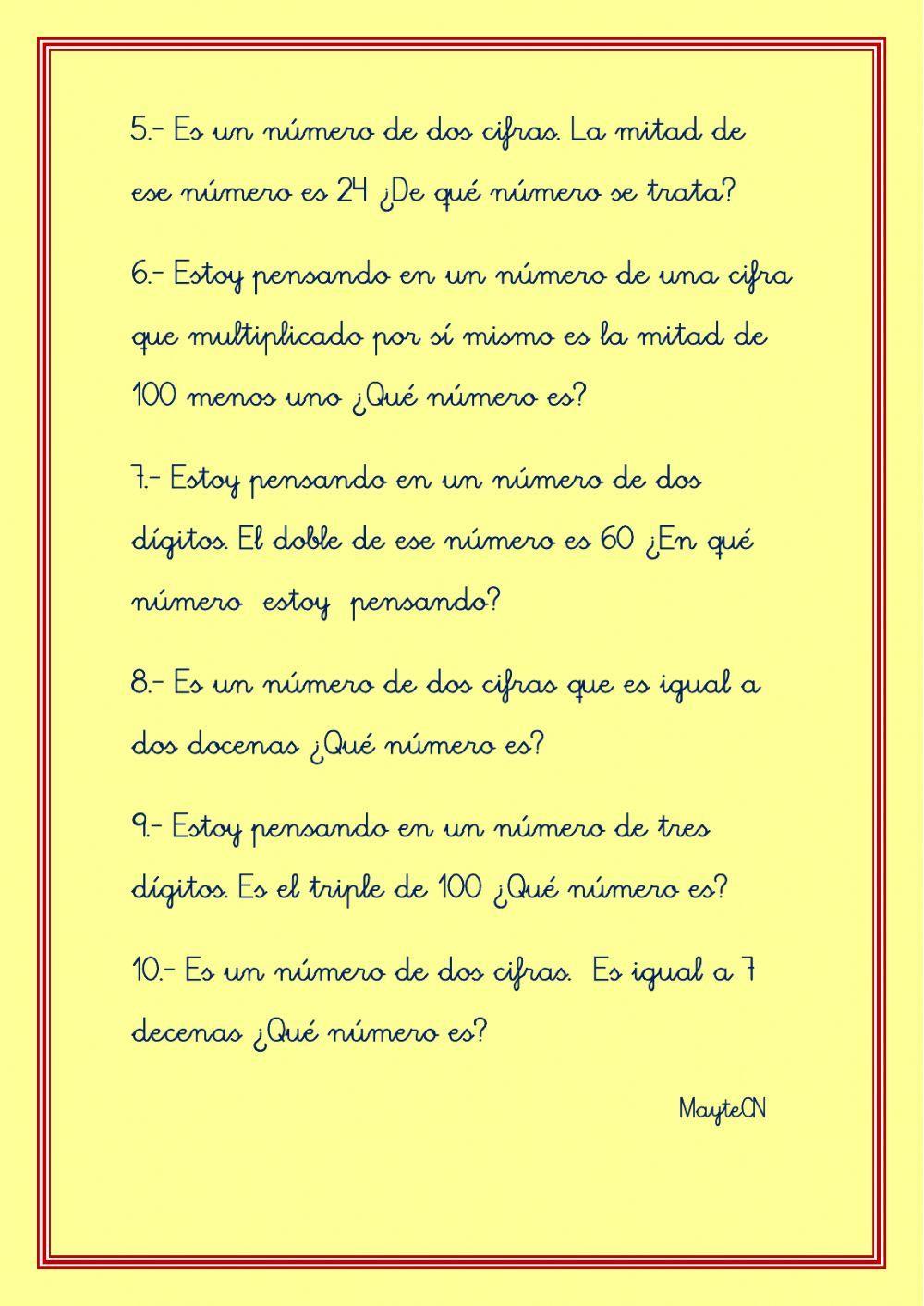 ¿En qué números estoy pensando?