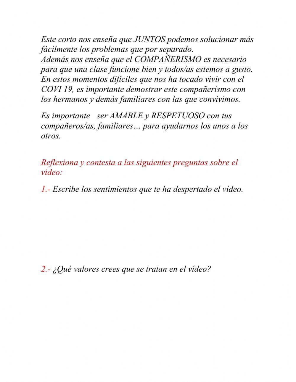 Valores de 3º.COMPAÑERISMO