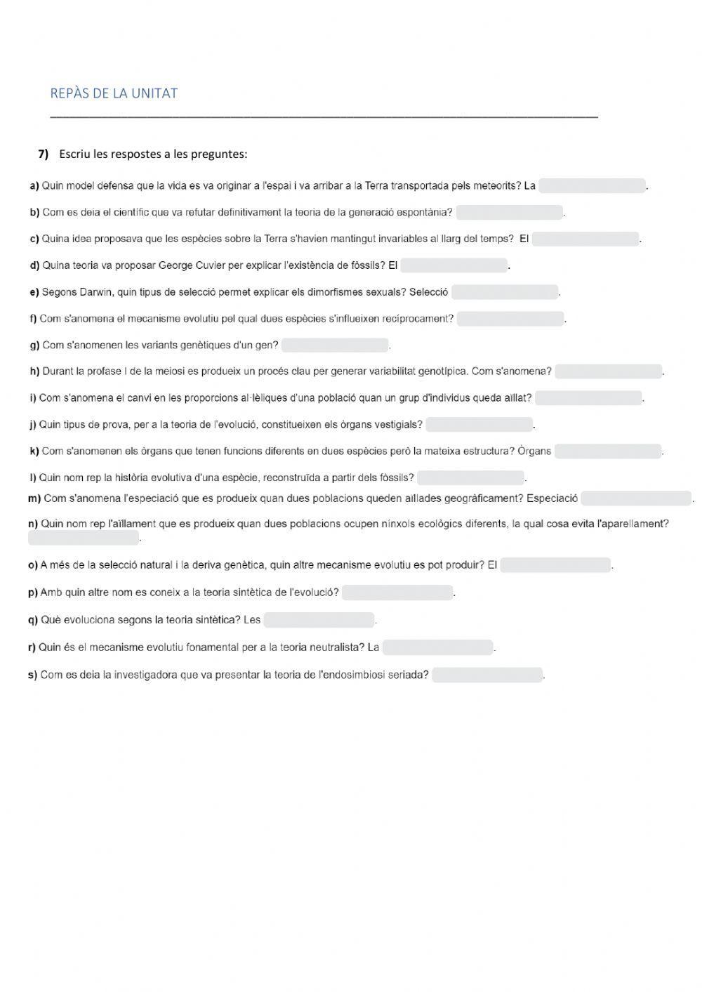 Evolució: models evolucionistes actuals, hominització i evolució humana