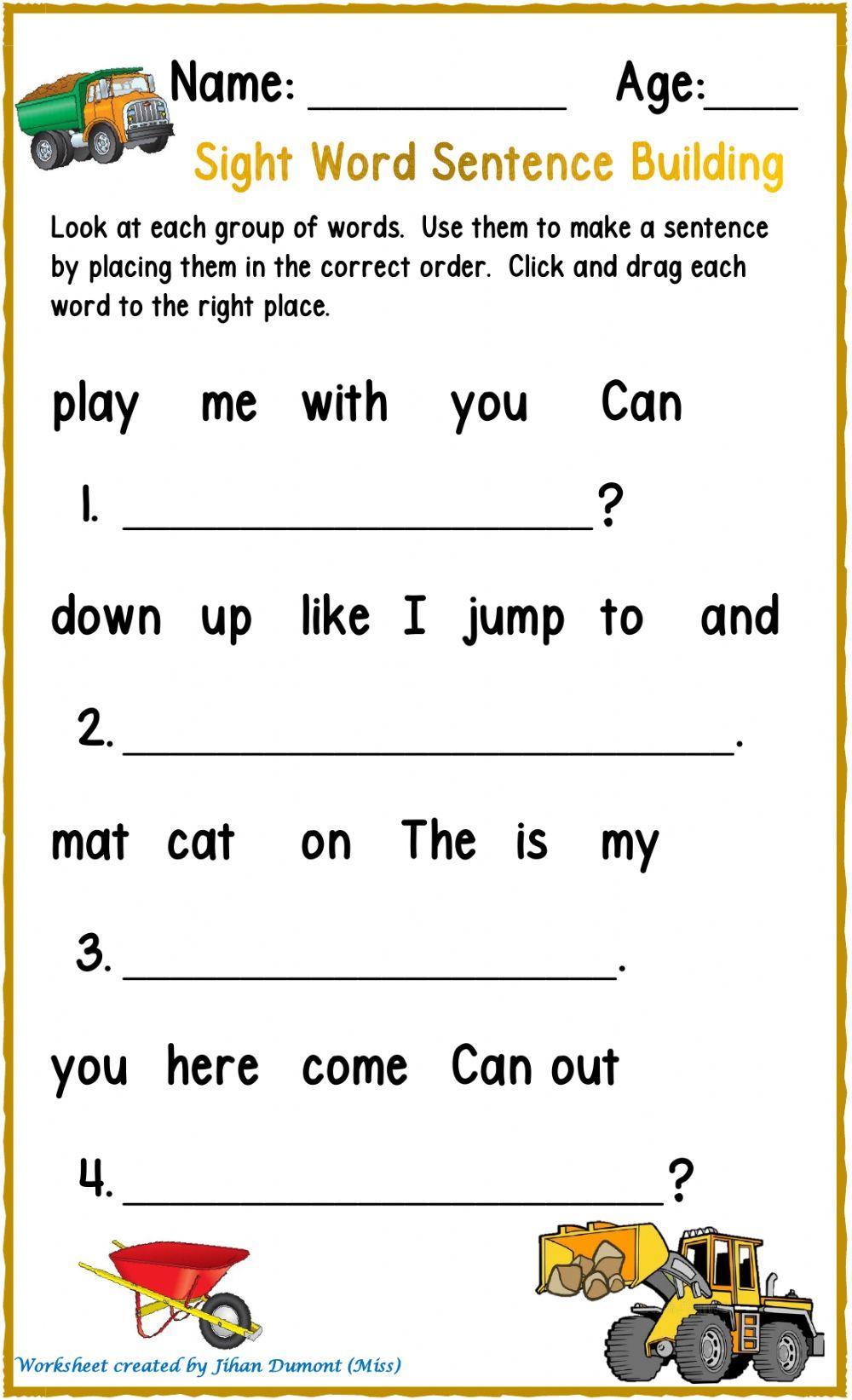 Sight Word Sentence Building