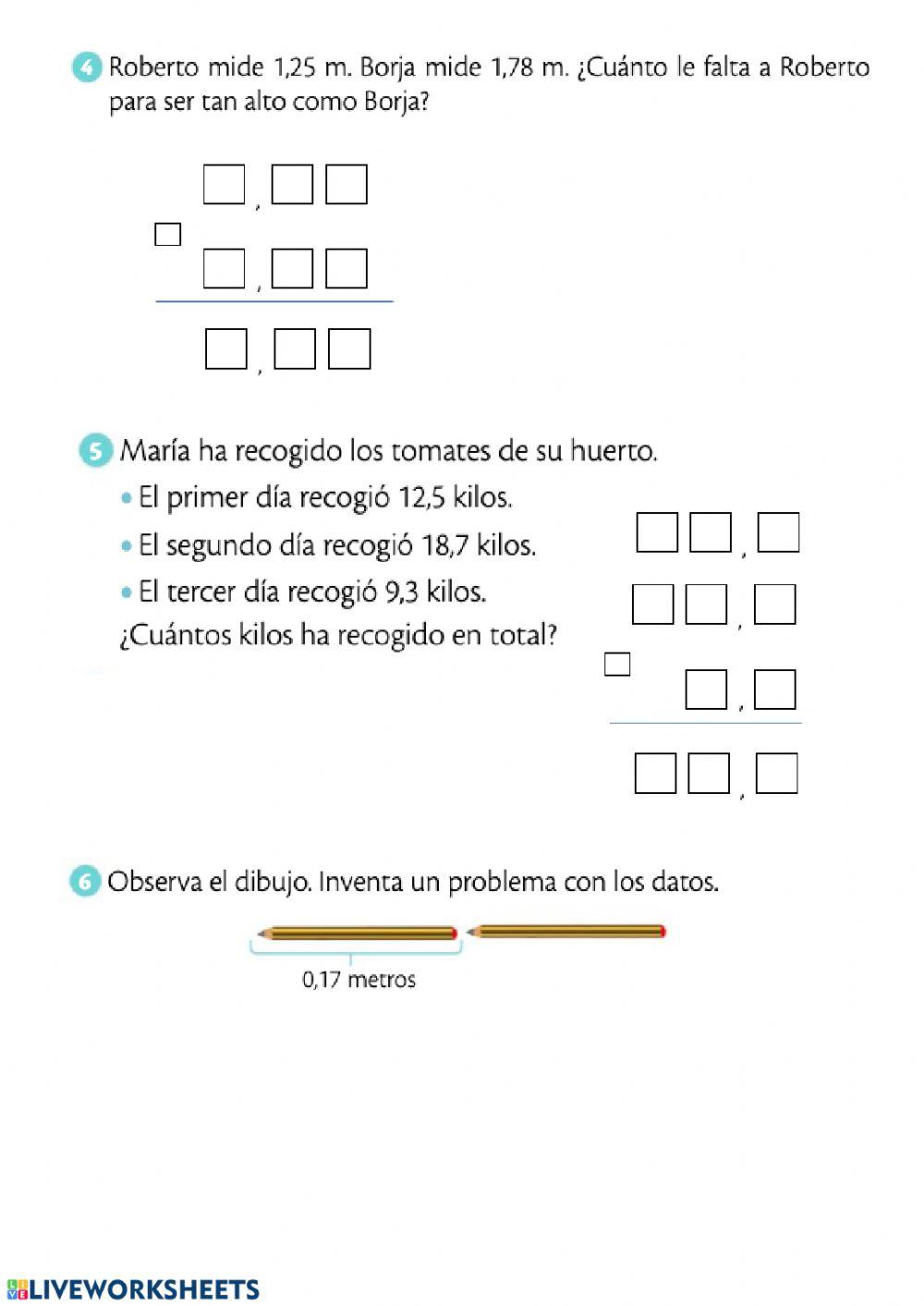 Operaciones con decimales