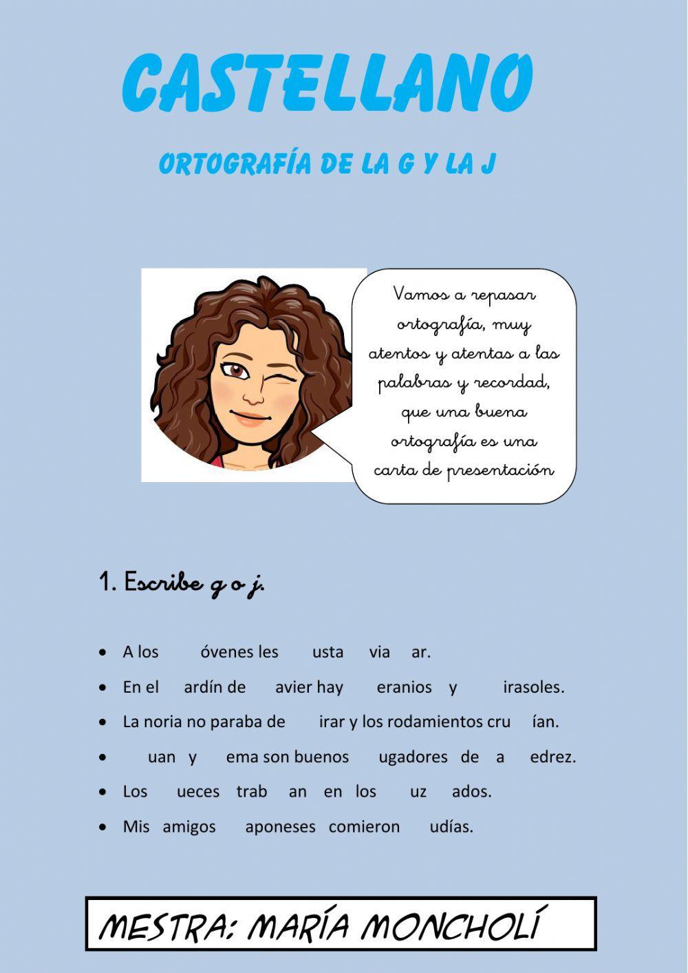 Castellano ortografía de la g y la j