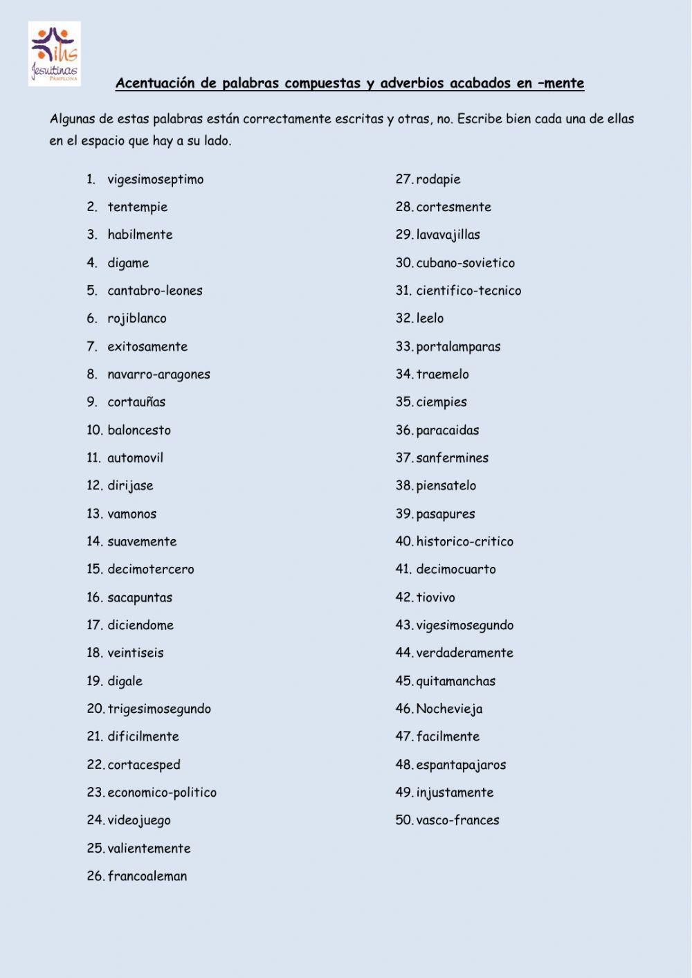 Acentuación de palabras compuestas