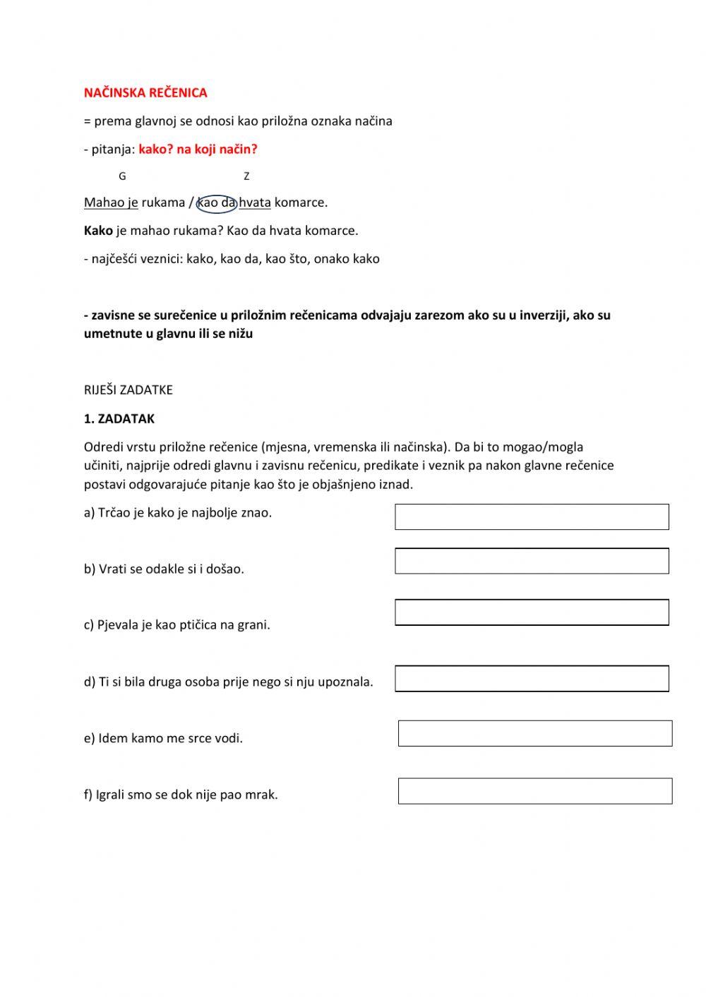 Priložne rečenice-ponavljanje i uvježbavanje