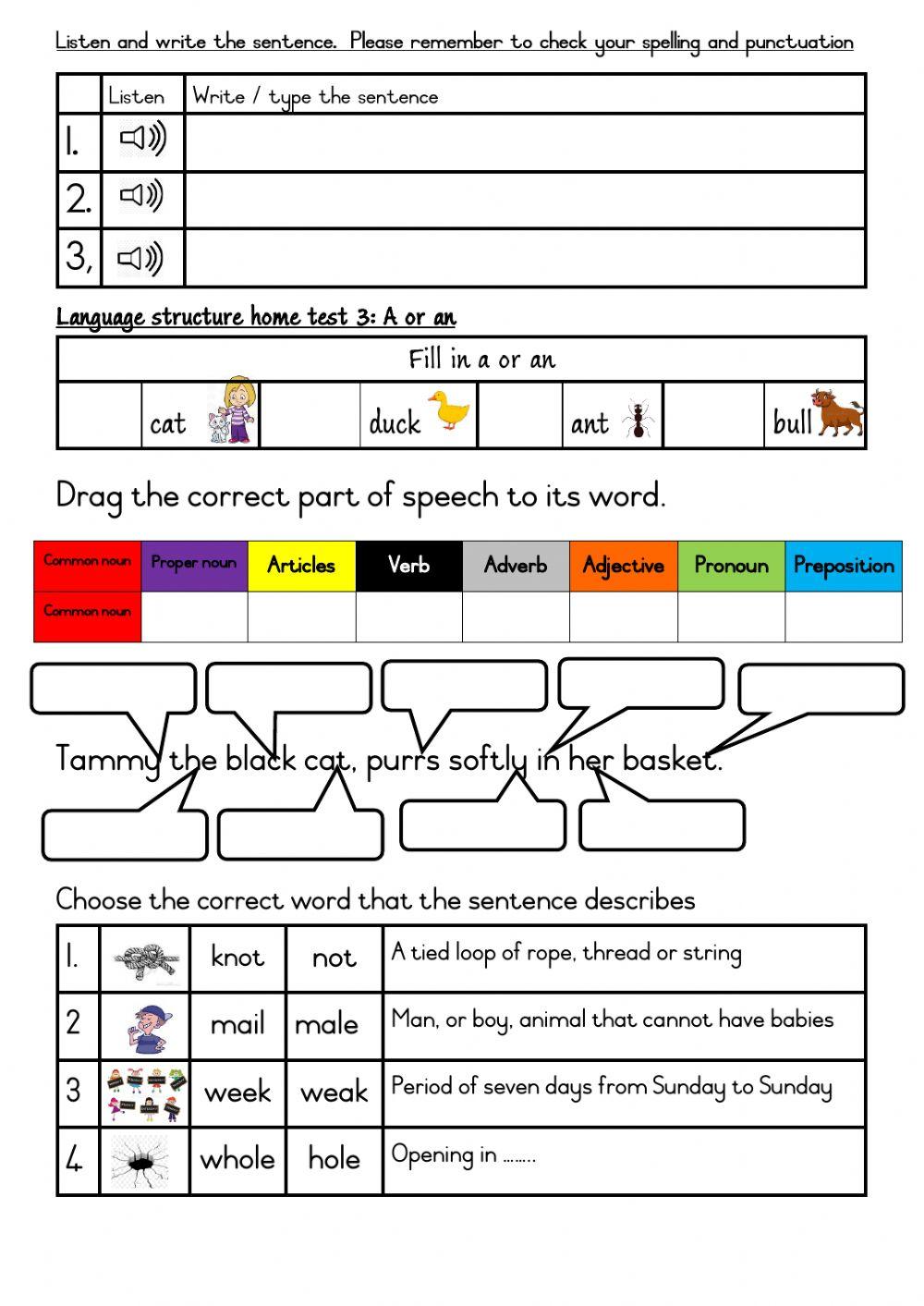 Grade 3 Term 2 Week 7 English Home-test: Friday
