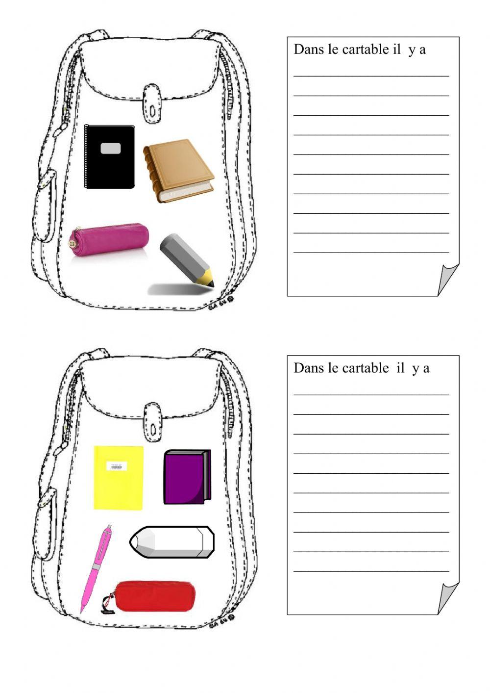 QU #39 est ce qu #39 il y a dans mon sac à dos? online exercise for Live QU #39 est ce qu #39 il y a dans mon sac à dos? online exercise for Live
