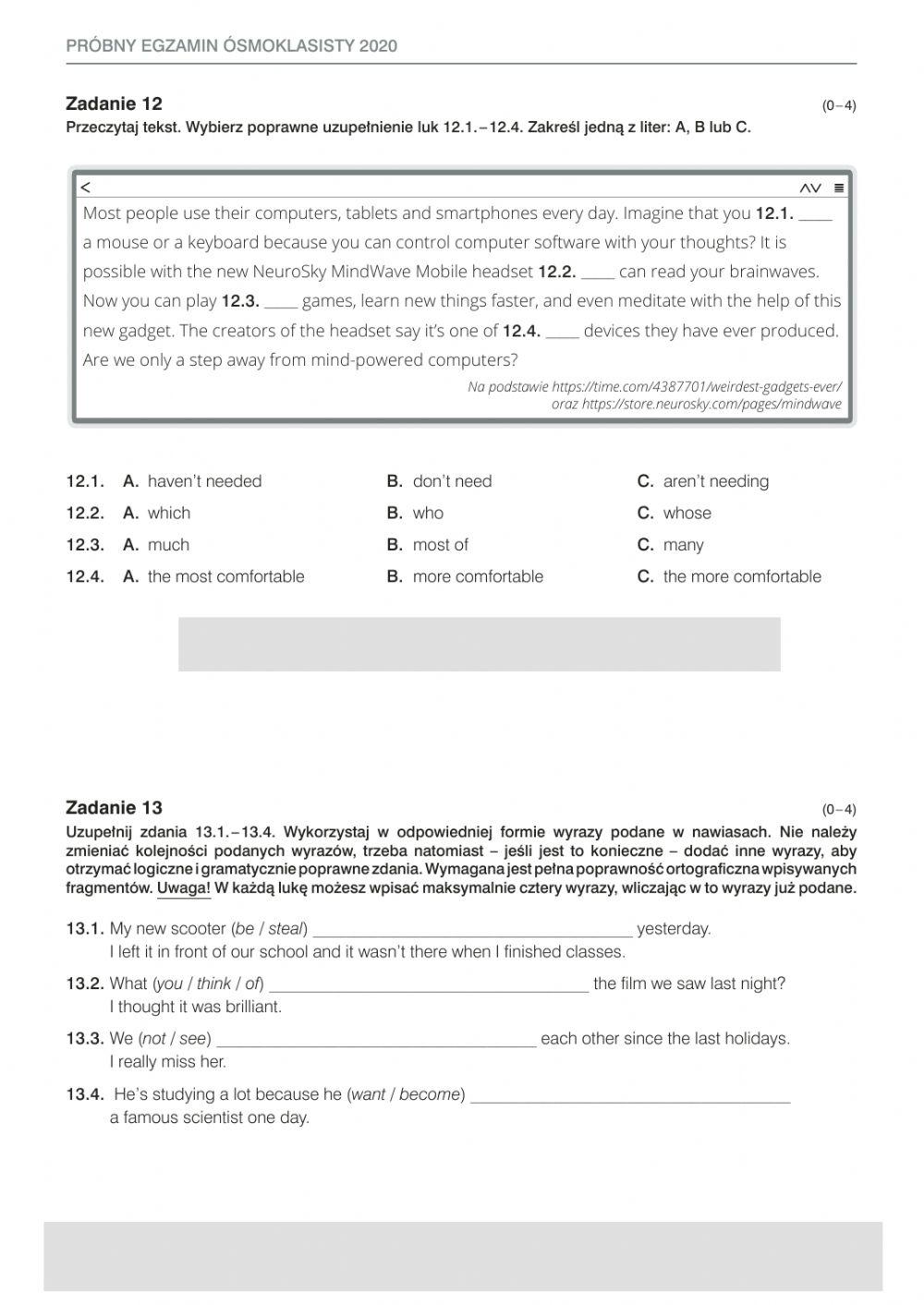 8th grade exam sheet FULL VERSION 1