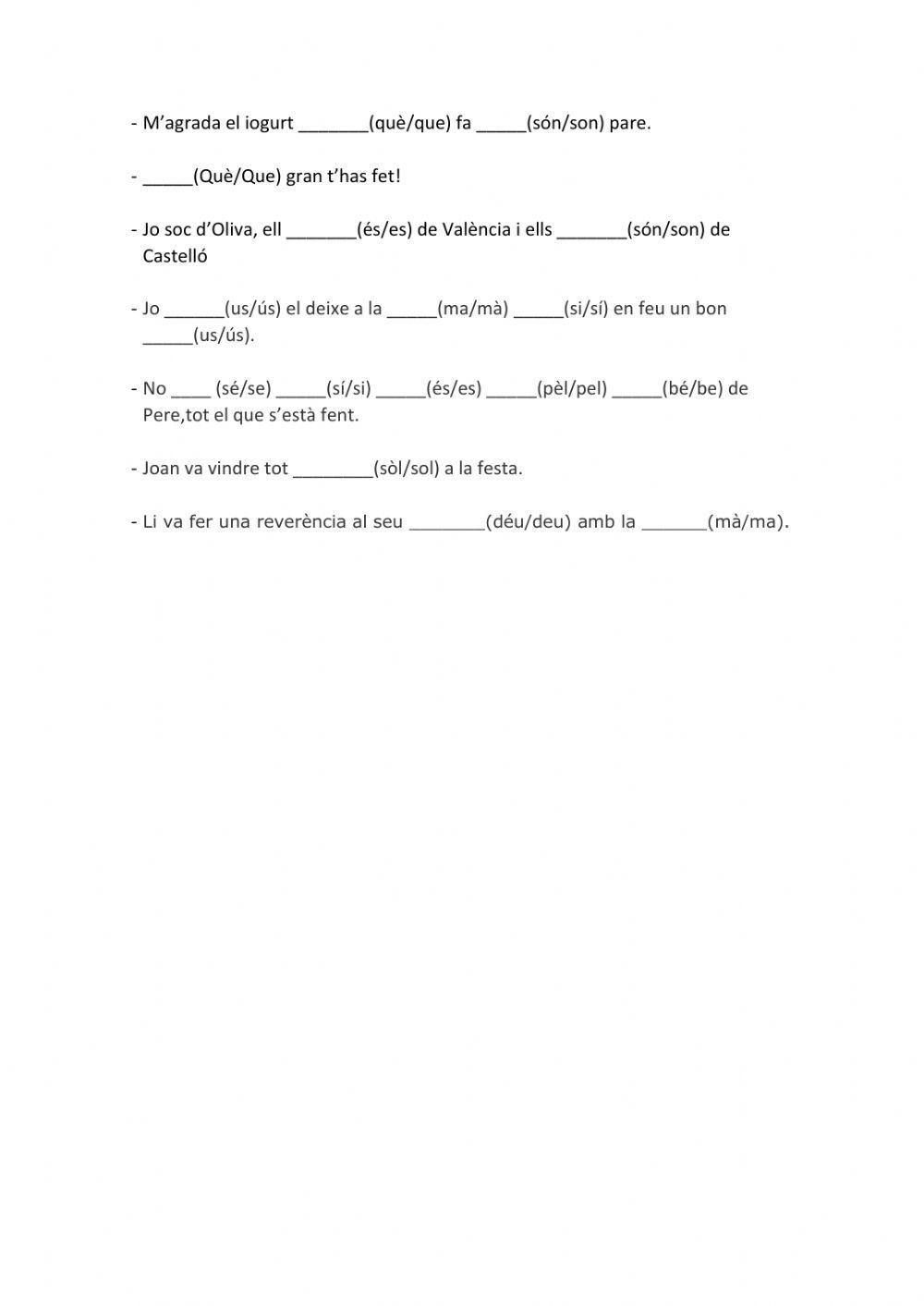 Fitxa 1 - l'accent diacrític i paraules simples i compostes