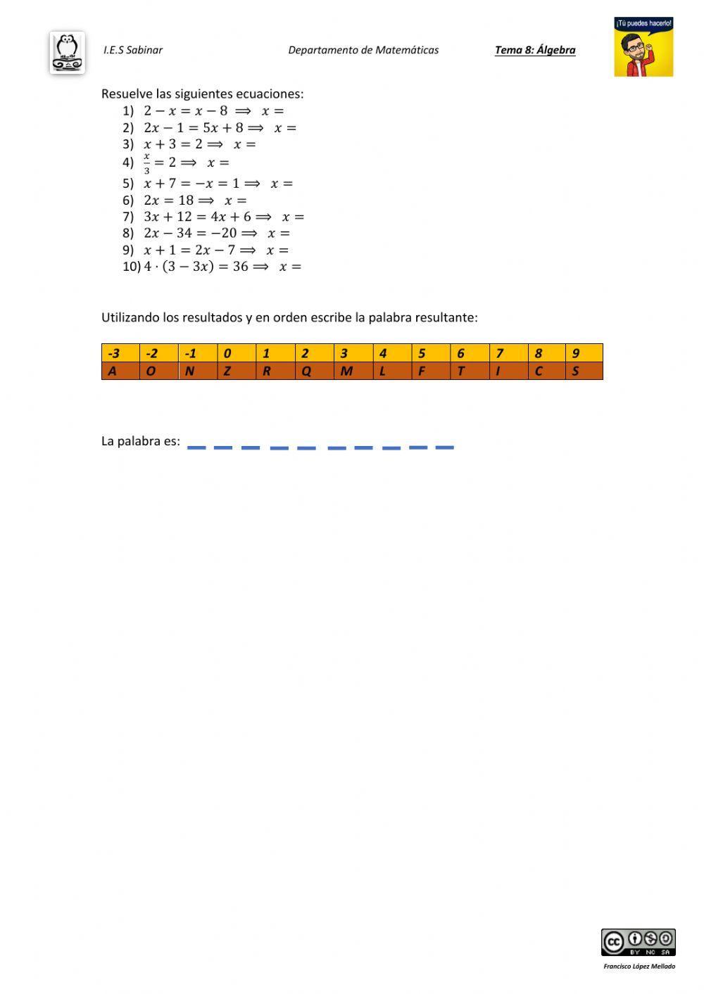 Ecuaciones de primer grado