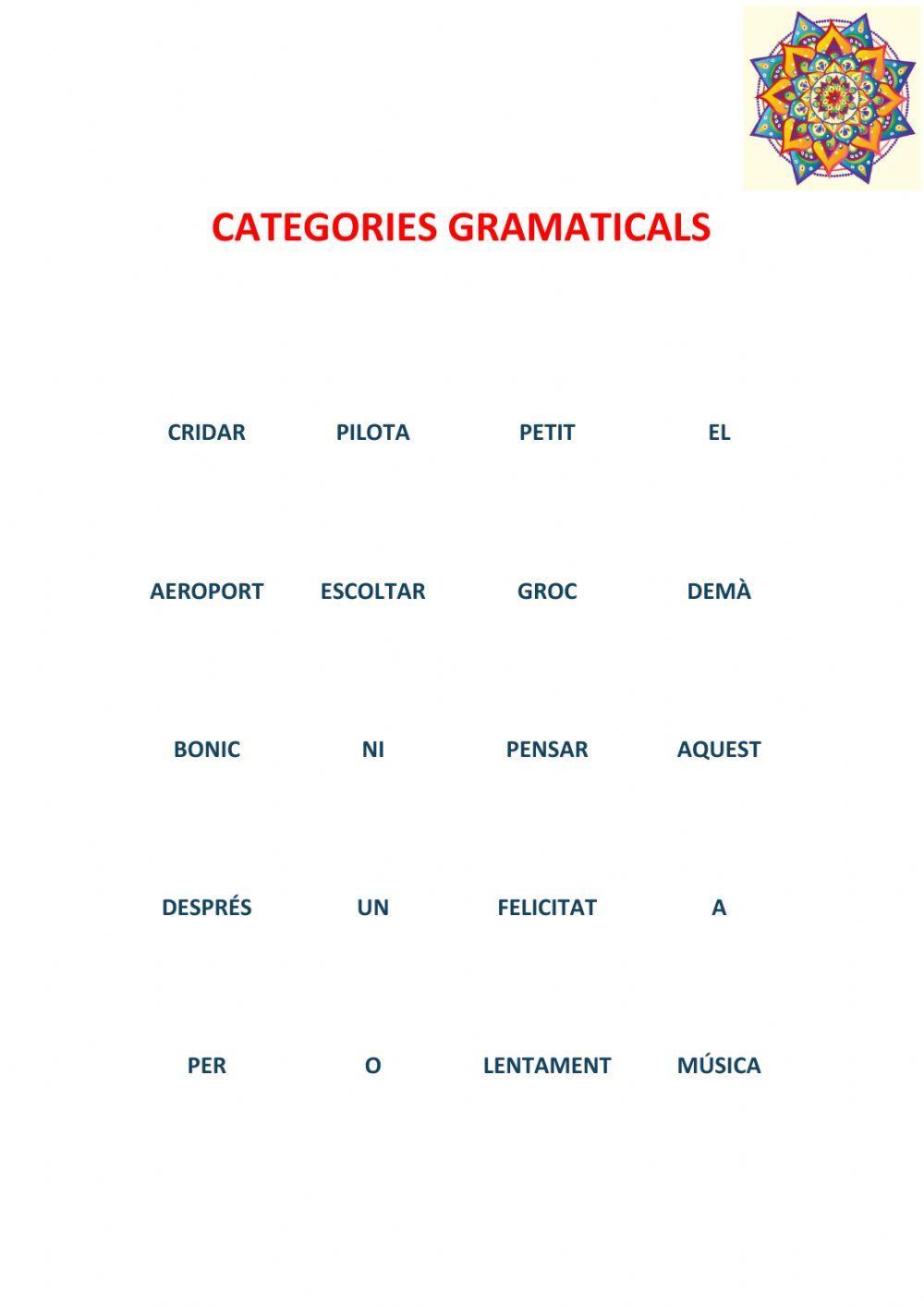 Categories Gramaticals
