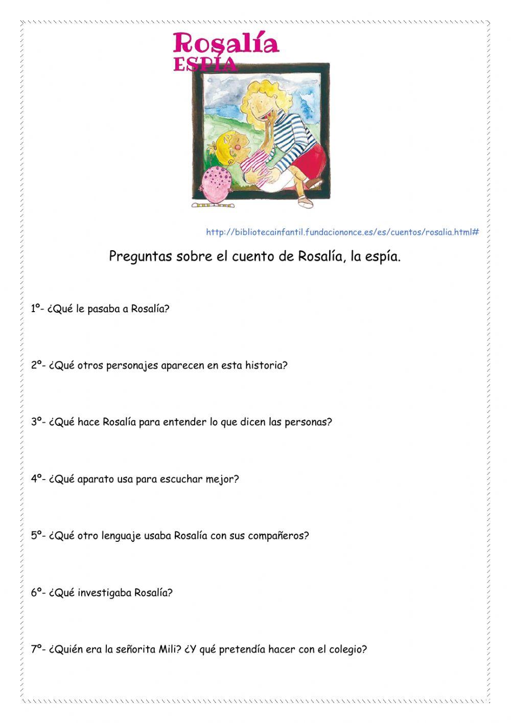 Preguntas sobre el cuentro rosalía la espía