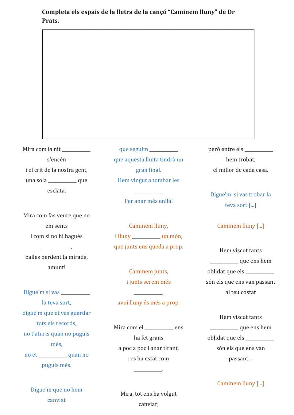 Caminem lluny (omple els espais)