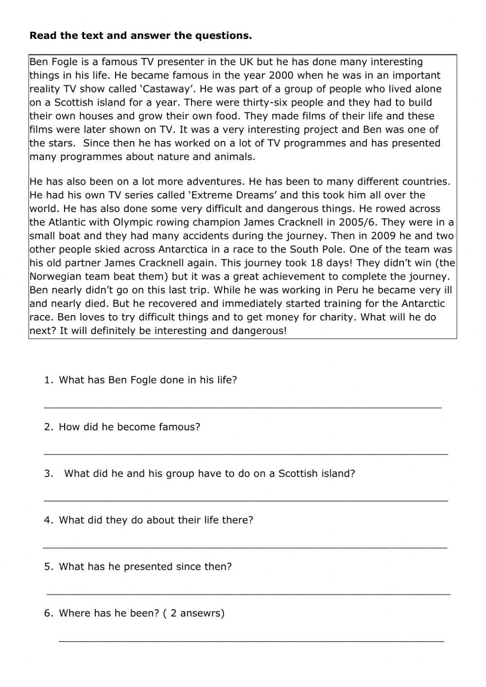 Ben Fogle - reading B