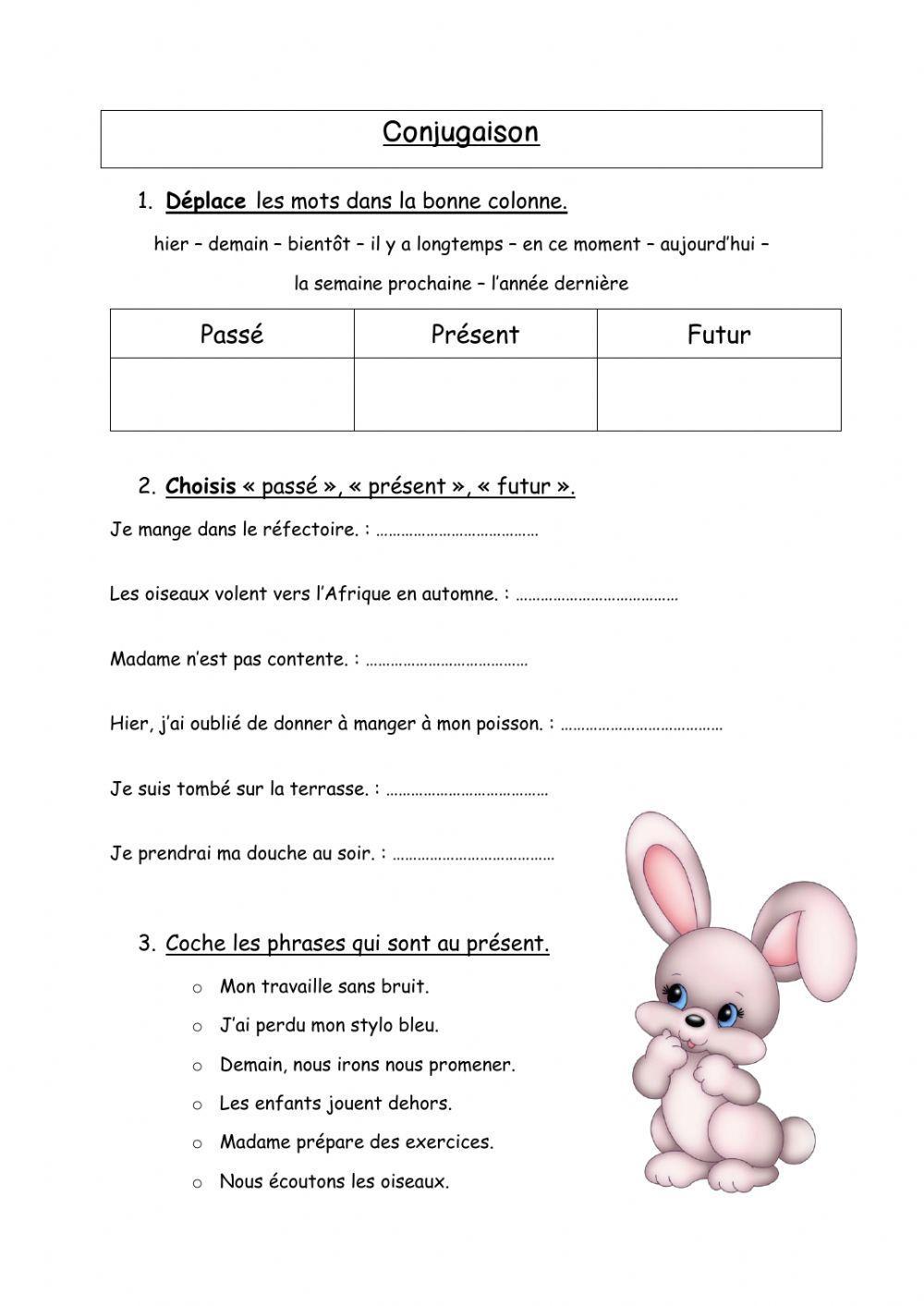 Exercices Passé Présent Futur Ce1 Passé, présent, futur interactive worksheet | Live Worksheets